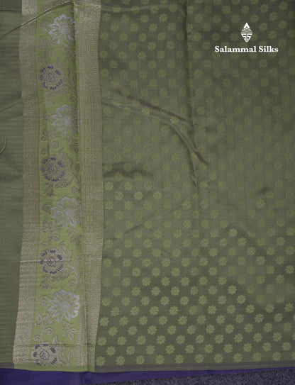 Beautiful Sapphire Blue Semi Silk Saree With Contrast Manthulir Green Fancy Border