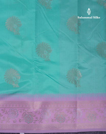 Beautiful Sapphire Blue Semi Silk Saree With Contrast Manthulir Green Fancy Border