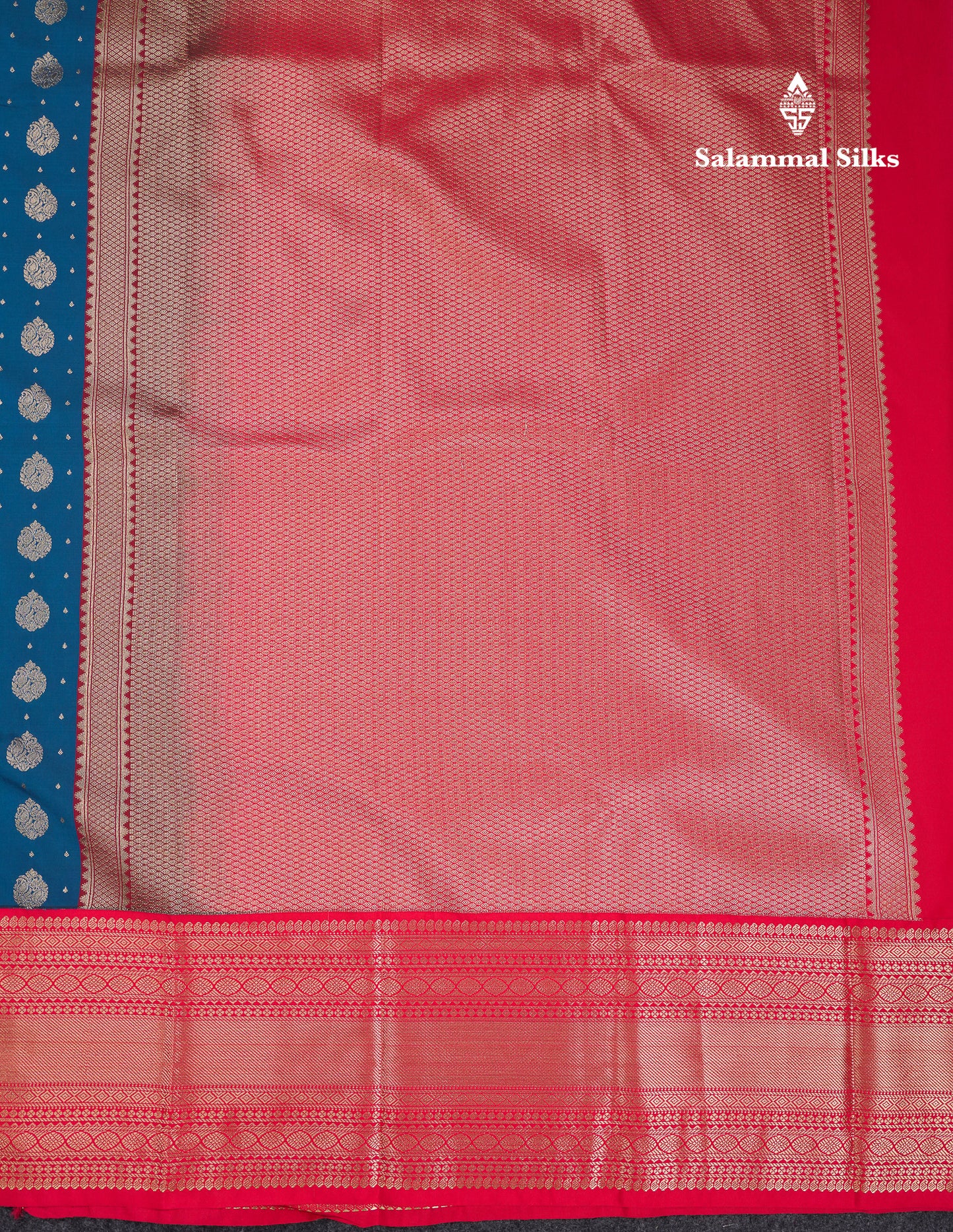 Beautiful Ramar Blue Semi Silk Saree With Contrast Chilly Red Traditional Evening Morning Border