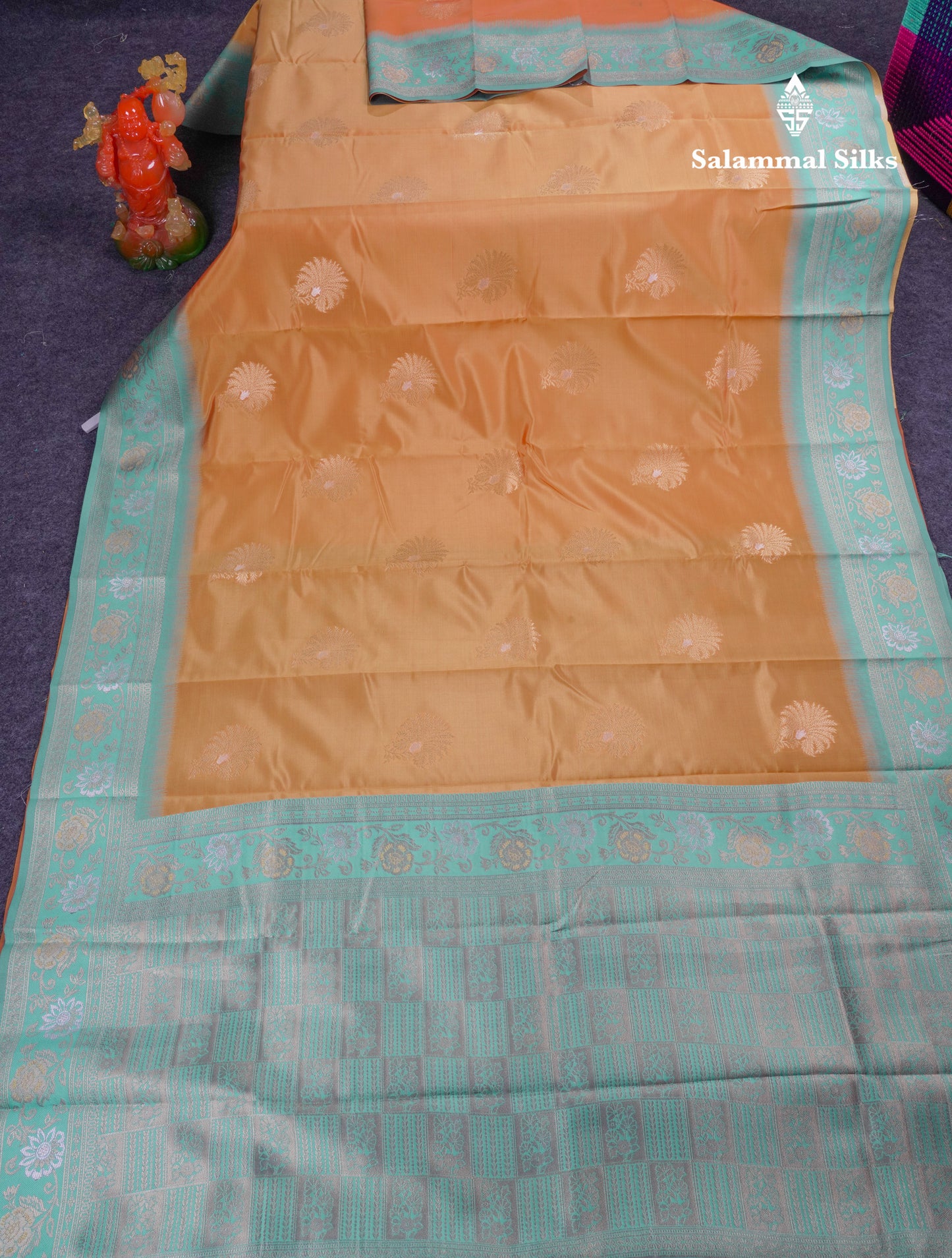 Beautiful Sapphire Blue Semi Silk Saree With Contrast Manthulir Green Fancy Border