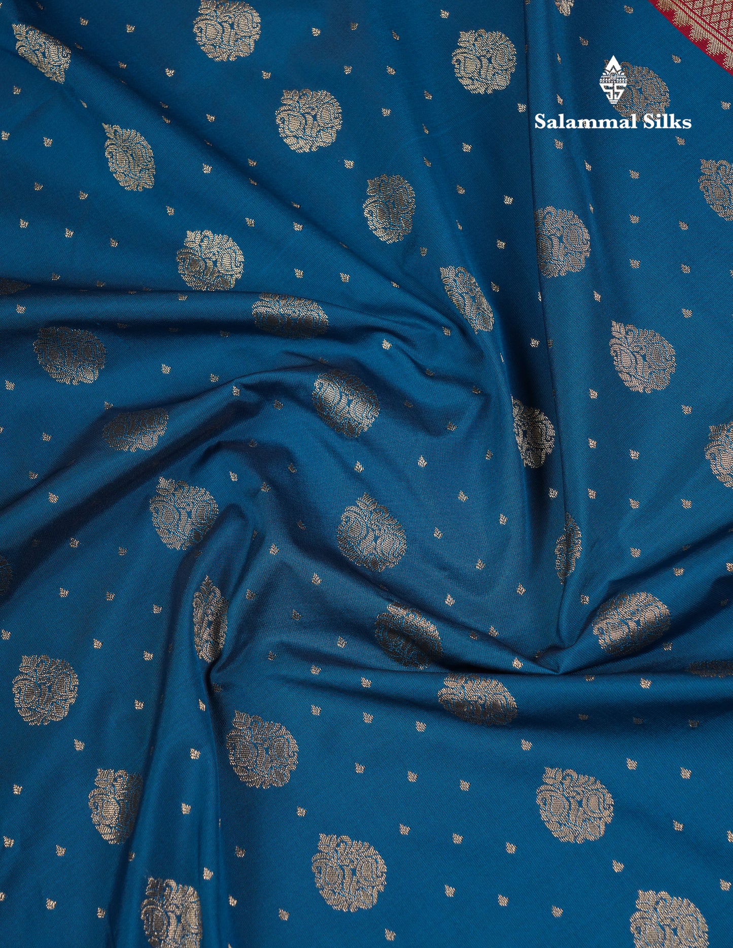 Beautiful Ramar Blue Semi Silk Saree With Contrast Chilly Red Traditional Evening Morning Border