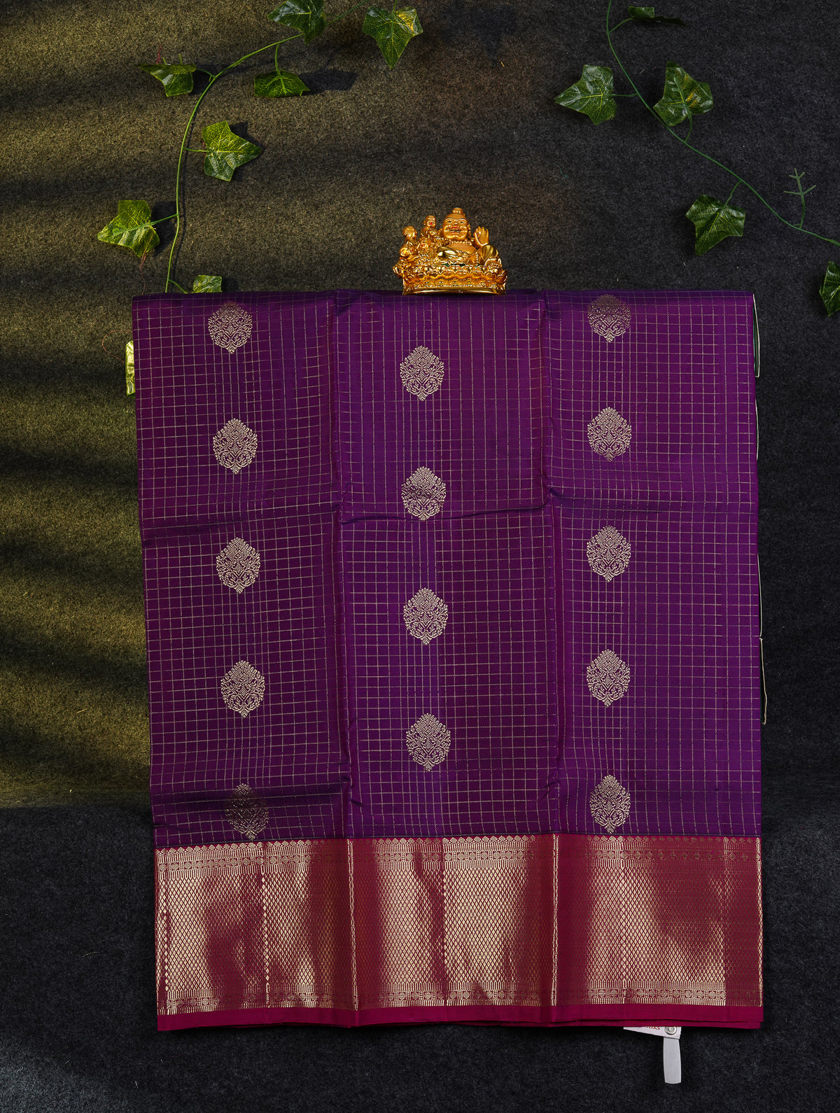 Beautiful Pure Silk Pattu Pavadai Checks With Butta (Magenta) With Contrast Magenta Pink Blouse 36"