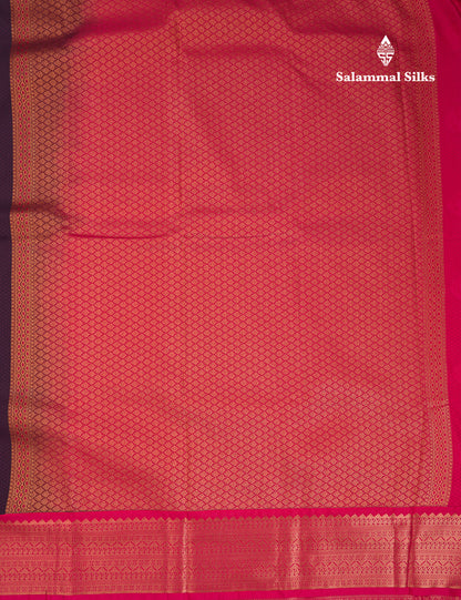Beautiful Dark Violet Semi Silk Saree With Contrast Traditional Pink Border