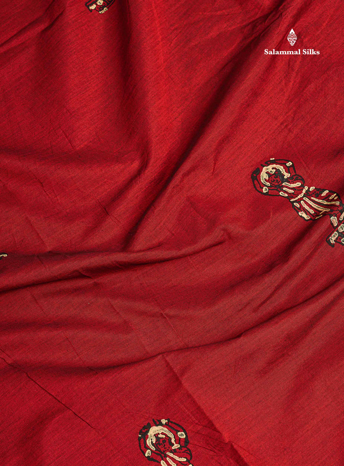 South Cotton Saree - Reddish Maroon Printed Saree With Contrast Cream Blouse