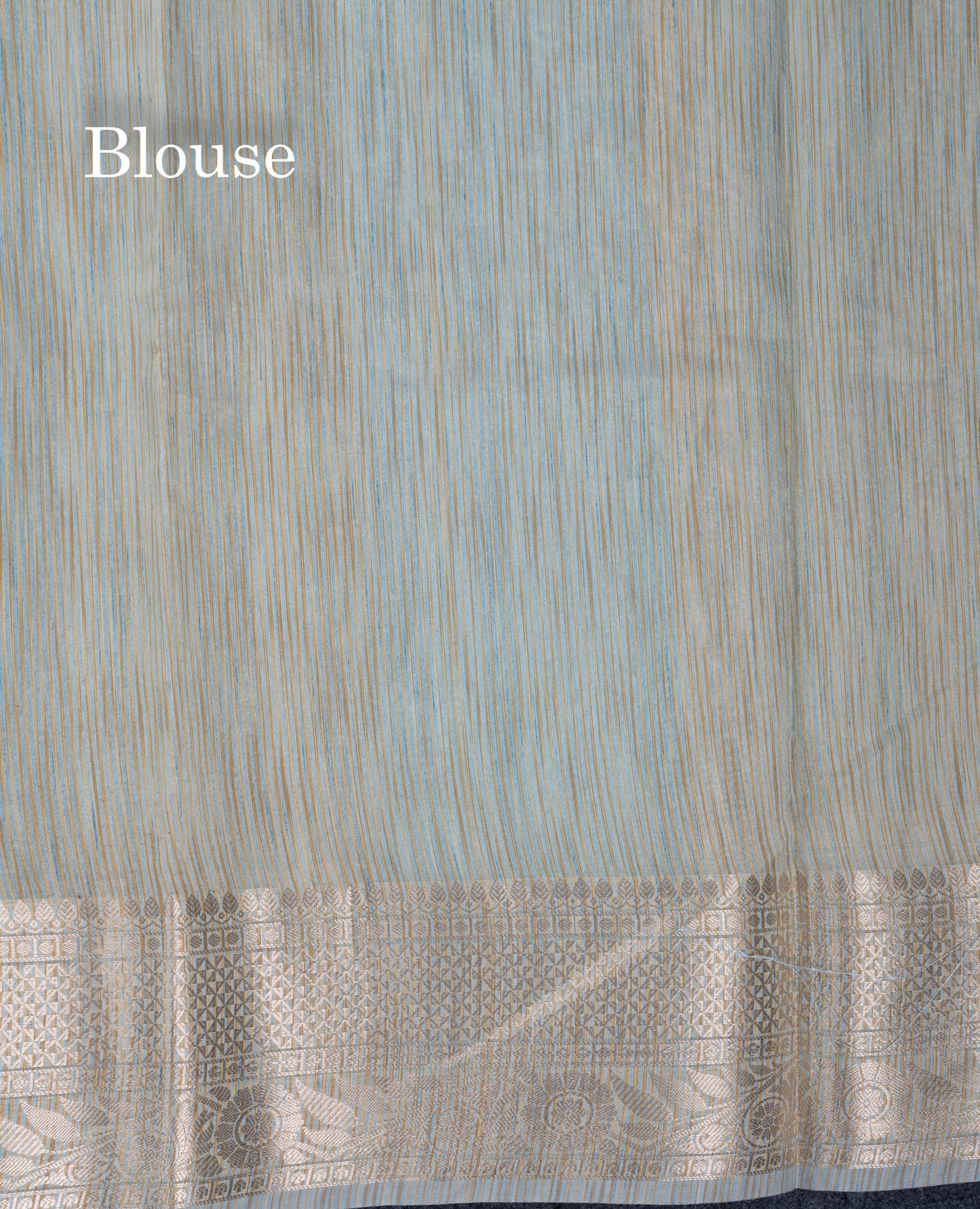 Sky Blue Cotton Mix Fancy Saree With Contrast Sandal Blouse