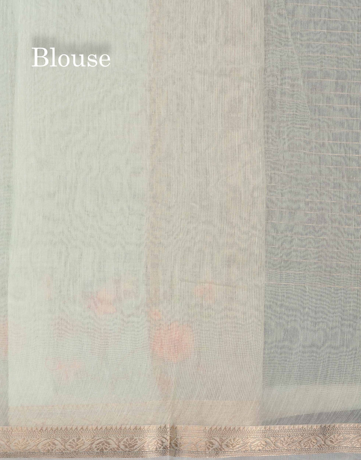 Beautiful Light Pink Zari Lines Cotton Mix Fancy Saree With Embroidery Floral Design & Small Zari Border