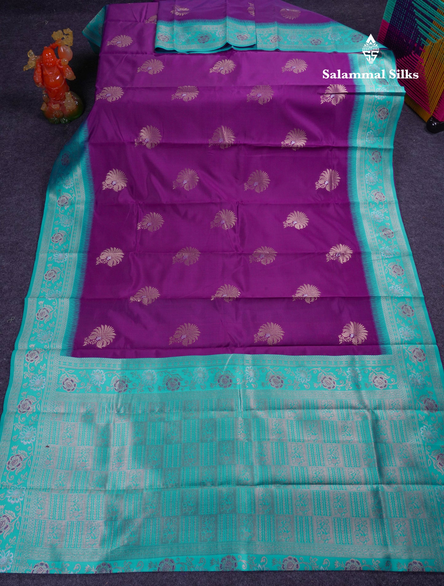 Beautiful Sapphire Blue Semi Silk Saree With Contrast Manthulir Green Fancy Border