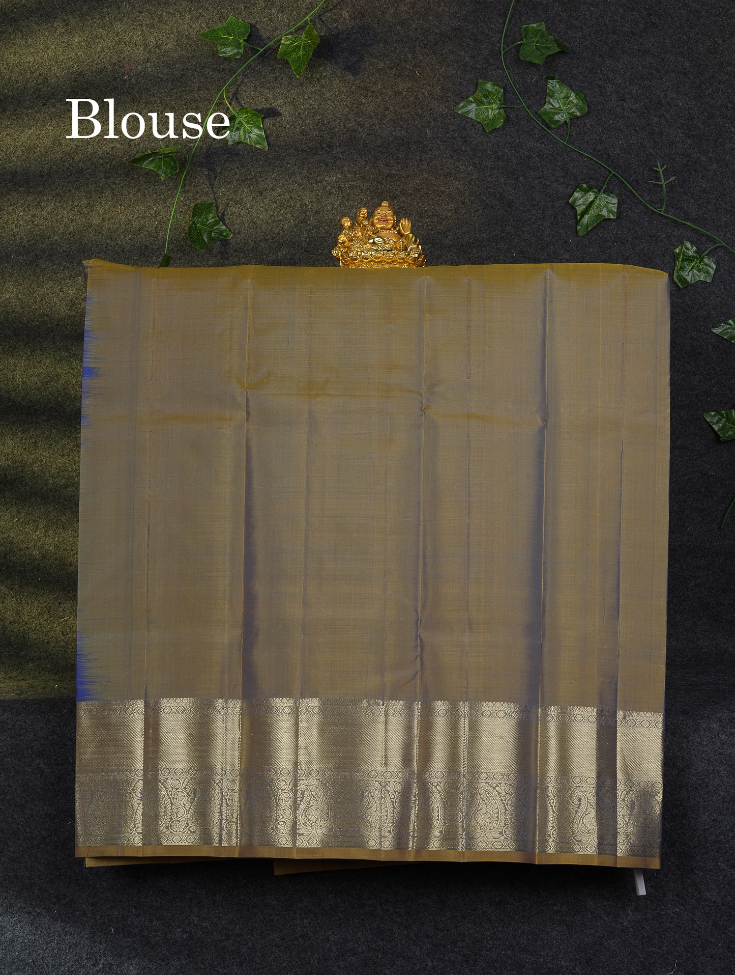 Beautiful Pure Silk Pattu Pavadai Checks With Butta (Violet) With Contrast Olive Mustard Yellow Blouse 36"
