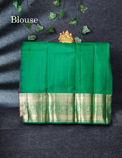 Pure Silk Pattu Pavadai (Maroon) Zari Checks With Bottle Green Blouse 36"