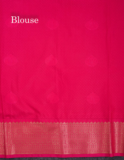 Beautiful Dark Violet Semi Silk Saree With Contrast Traditional Pink Border