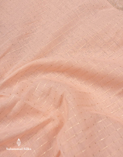 Beautiful Light Pink Zari Lines Cotton Mix Fancy Saree With Embroidery Floral Design & Small Zari Border