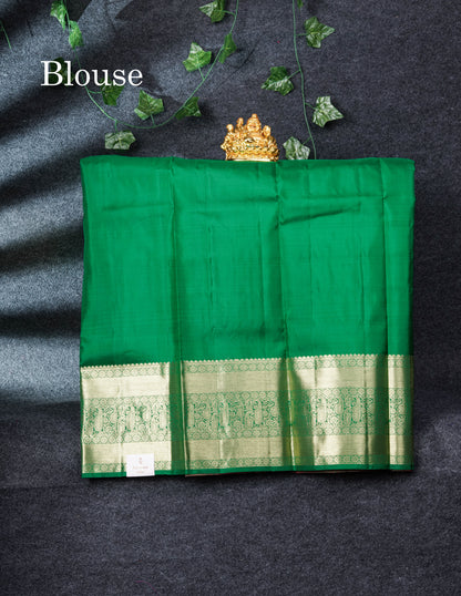 Pure Silk Pattu Pavadai (Maroon) Zari Checks With Bottle Green Blouse 36"