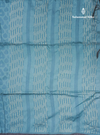 Beautiful Pastel Blue Cotton Mix Saree With Self Blouse