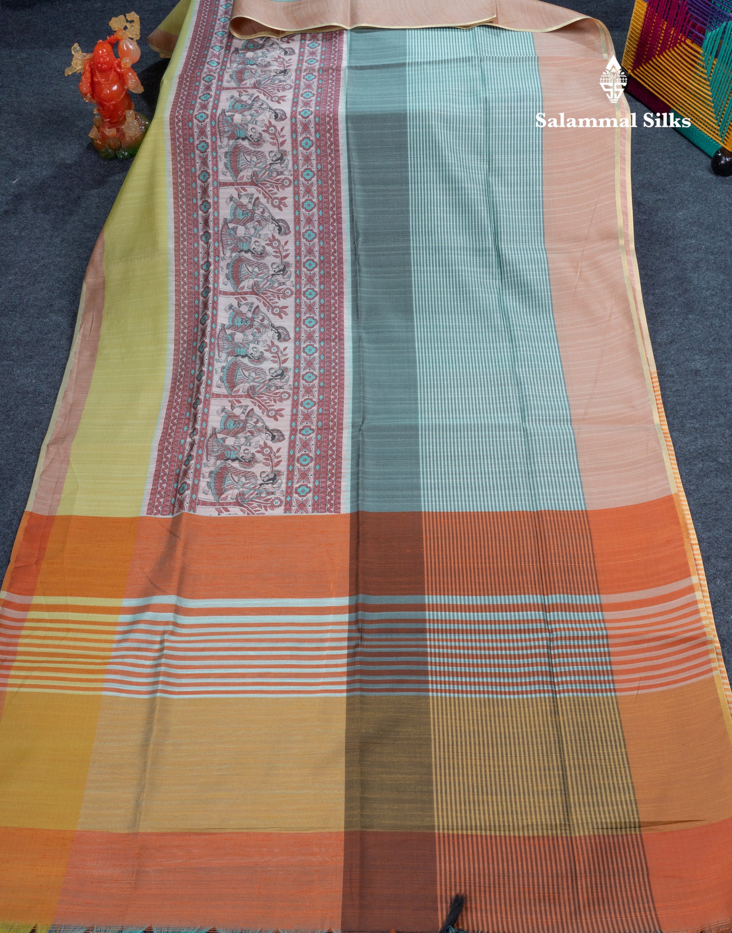 Multicolour Semi Tussar Fancy Saree With Blouse