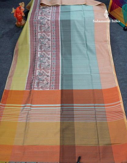 Multicolour Semi Tussar Fancy Saree With Blouse