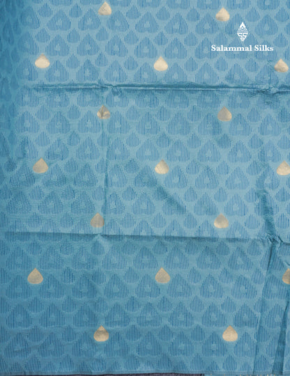 Beautiful Pastel Blue Cotton Mix Saree With Self Blouse