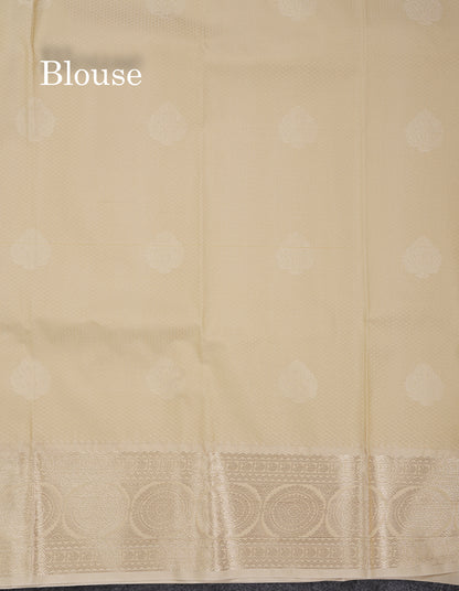 Beautiful Manthulir Yellow Semi Silk Saree With Contrast Cream Sandal Traditional Border