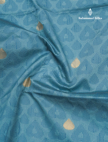 Beautiful Pastel Blue Cotton Mix Saree With Self Blouse