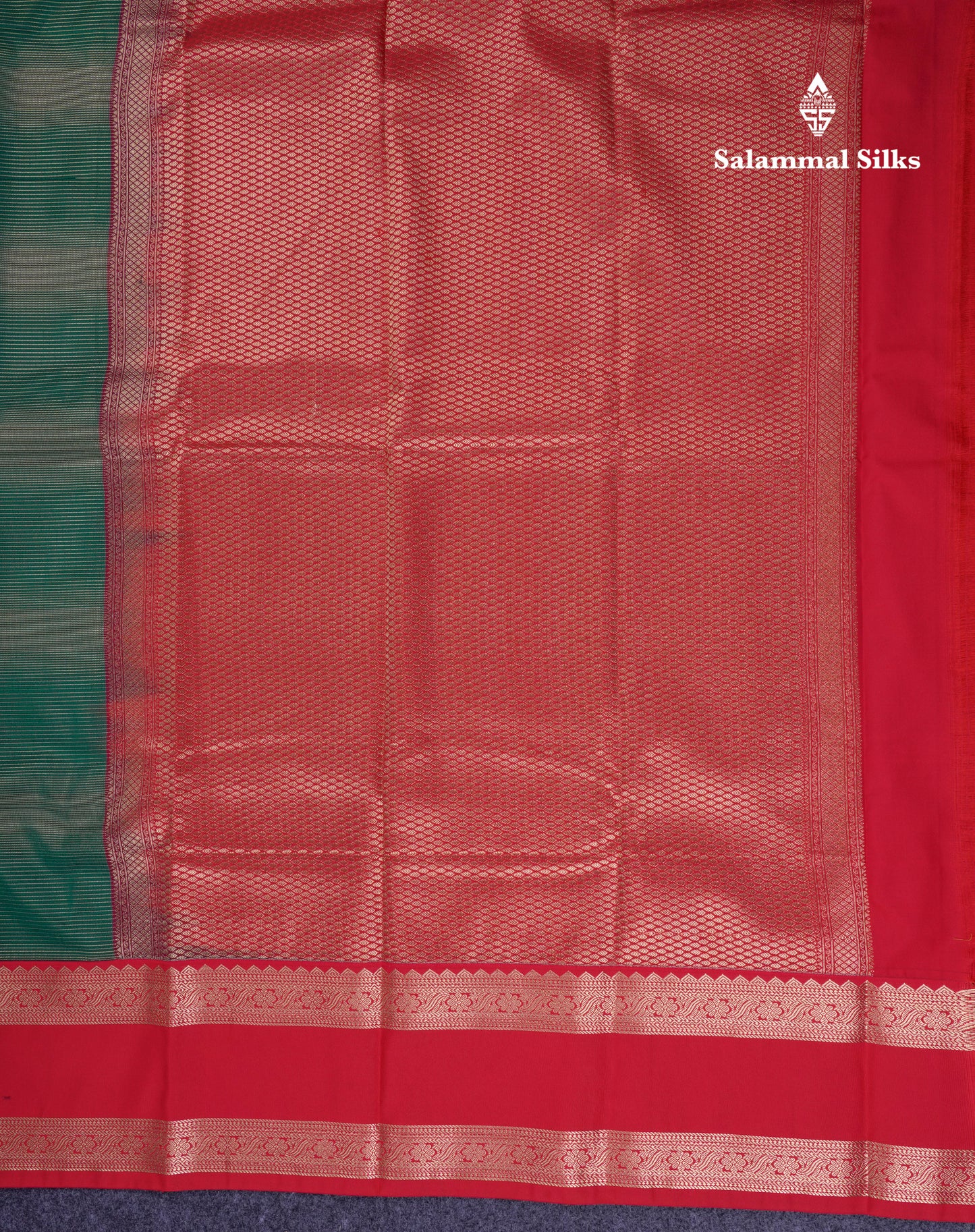 Beautiful Bottle Green Alai Vaira Oosi Semi Silk Saree With Contrast Reddish Maroon Traditional Rettapet Border