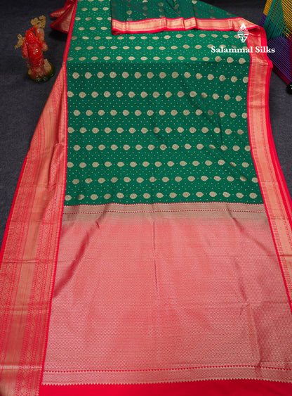 Beautiful Ramar Blue Semi Silk Saree With Contrast Chilly Red Traditional Evening Morning Border
