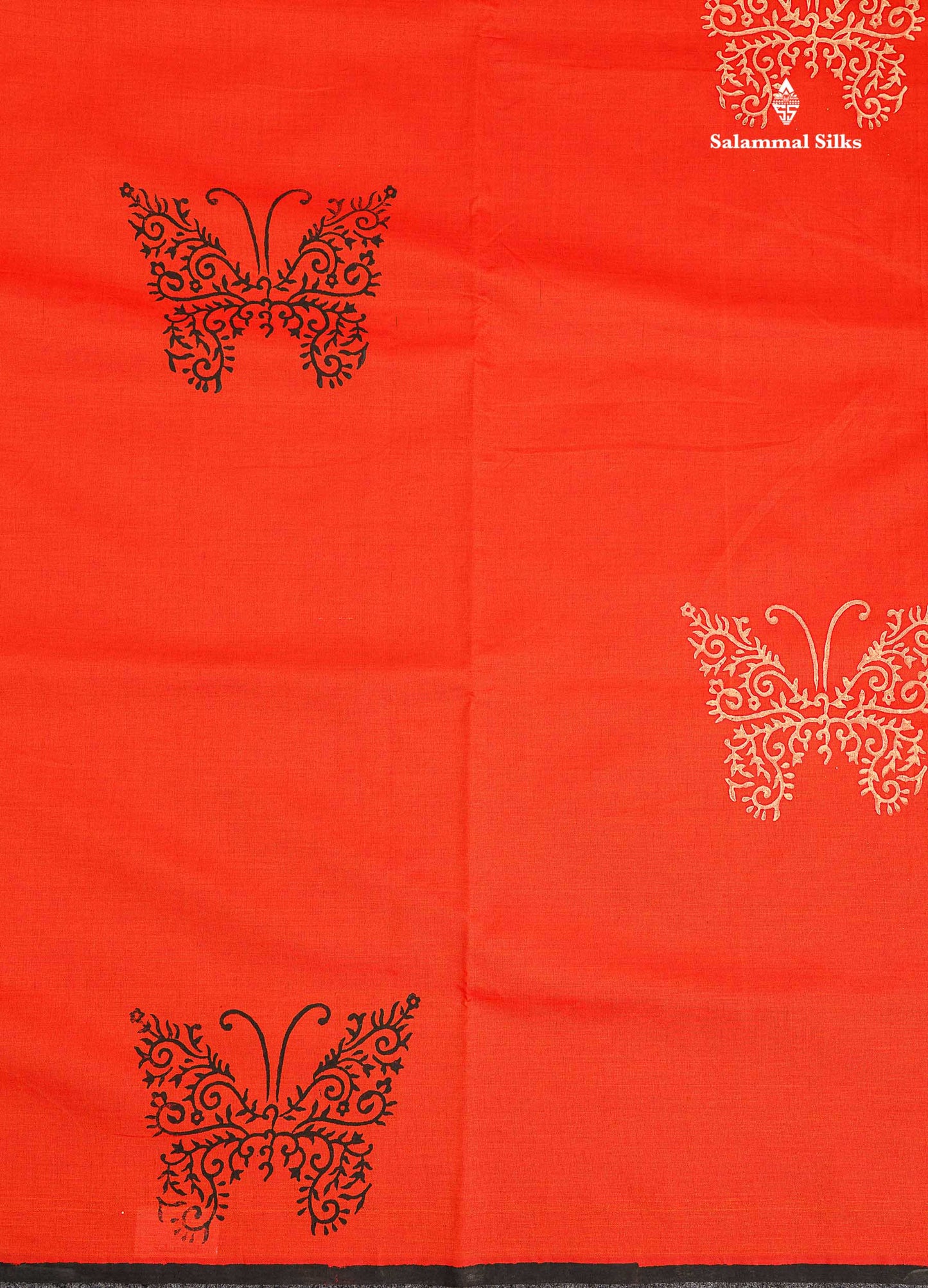 South Cotton Saree - Orange Butterful Printed Saree With Blouse
