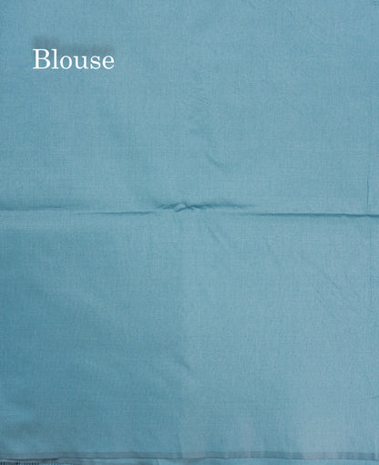 Beautiful Pastel Blue Cotton Mix Saree With Self Blouse