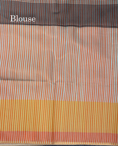 Multicolour Semi Tussar Fancy Saree With Blouse