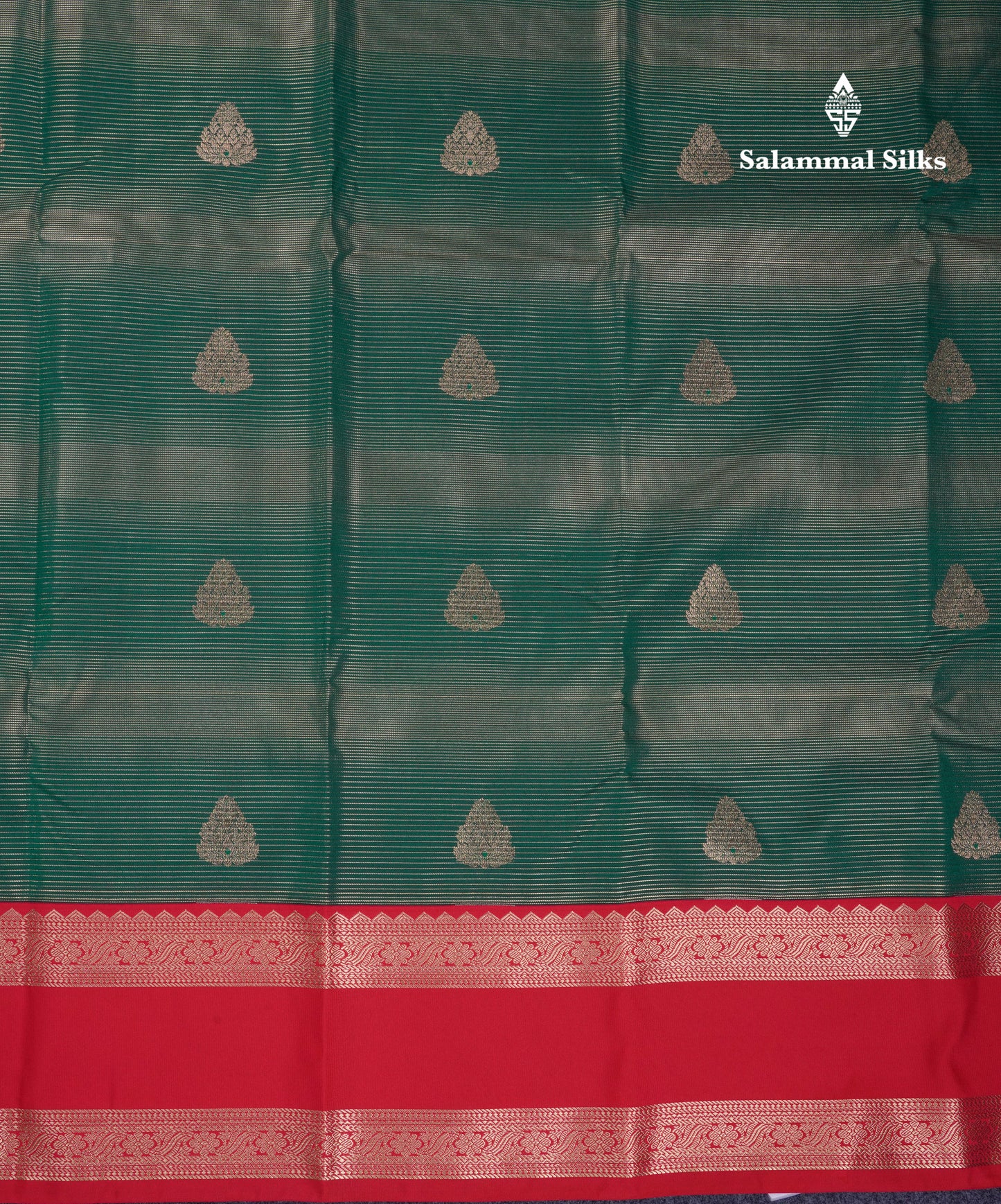 Beautiful Bottle Green Alai Vaira Oosi Semi Silk Saree With Contrast Reddish Maroon Traditional Rettapet Border