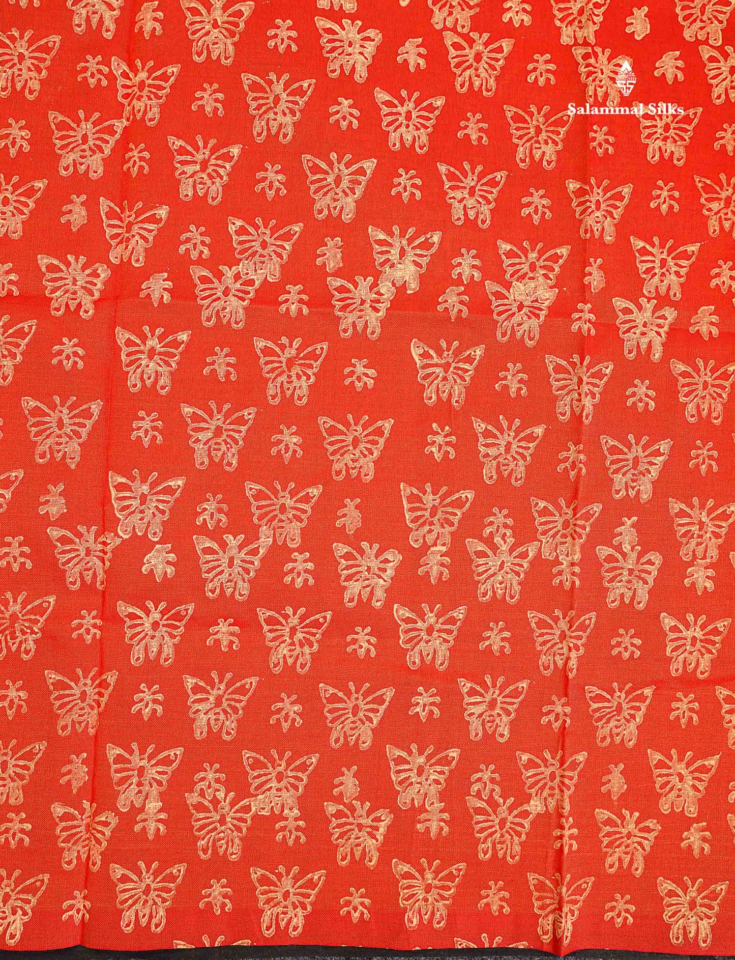 South Cotton Saree - Orange Butterful Printed Saree With Blouse