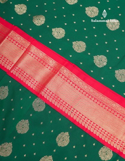 Beautiful Ramar Blue Semi Silk Saree With Contrast Chilly Red Traditional Evening Morning Border