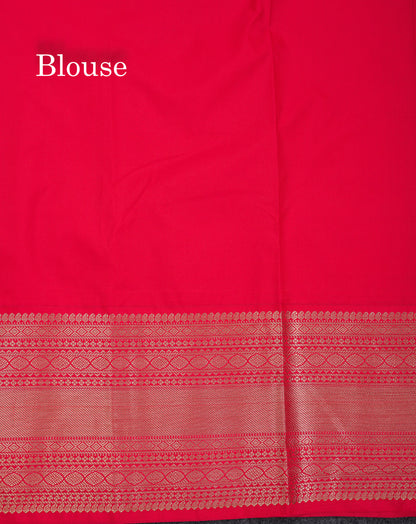 Beautiful Ramar Blue Semi Silk Saree With Contrast Chilly Red Traditional Evening Morning Border