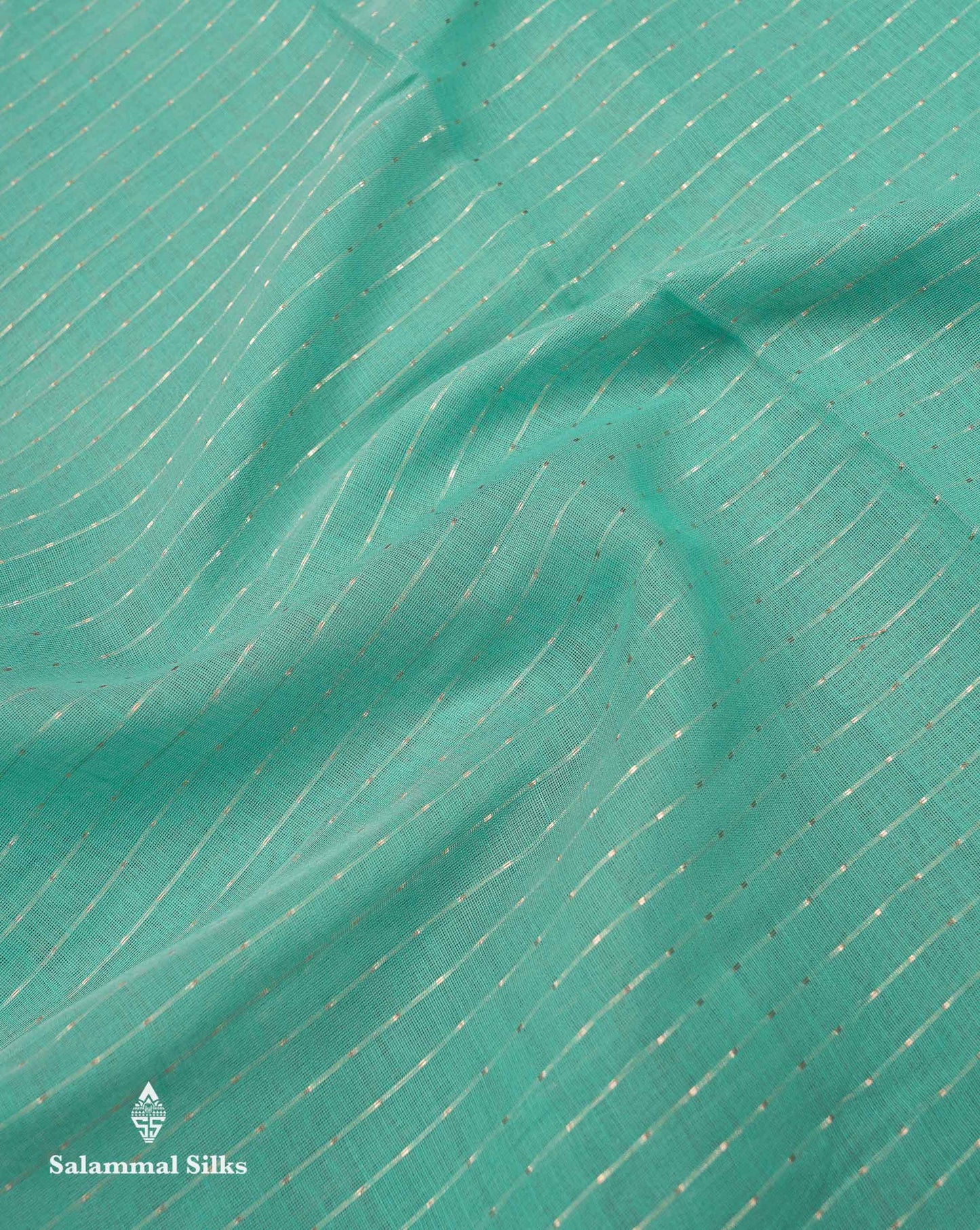 Beautiful Pastel Blue Zari Lines Cotton Mix Fancy Saree With Embroidery Floral Design & Small Zari Border