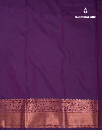 Beautiful Parrot Green Semi Silk Saree With Contrast Dark Purple Traditional Border