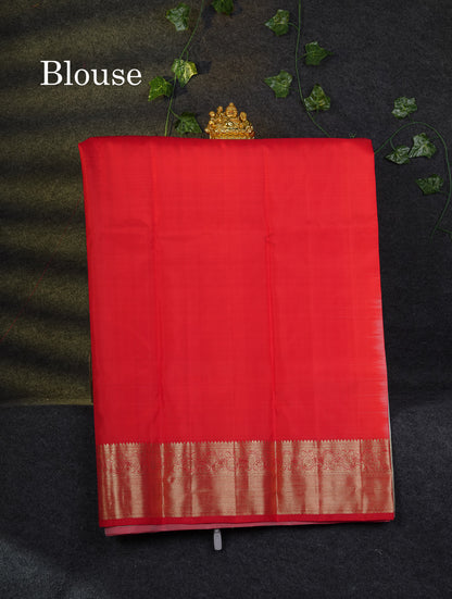 Beautiful Pure Silk Pattu Pavadai (Half White) With Contrast Chilly Red Blouse 45"