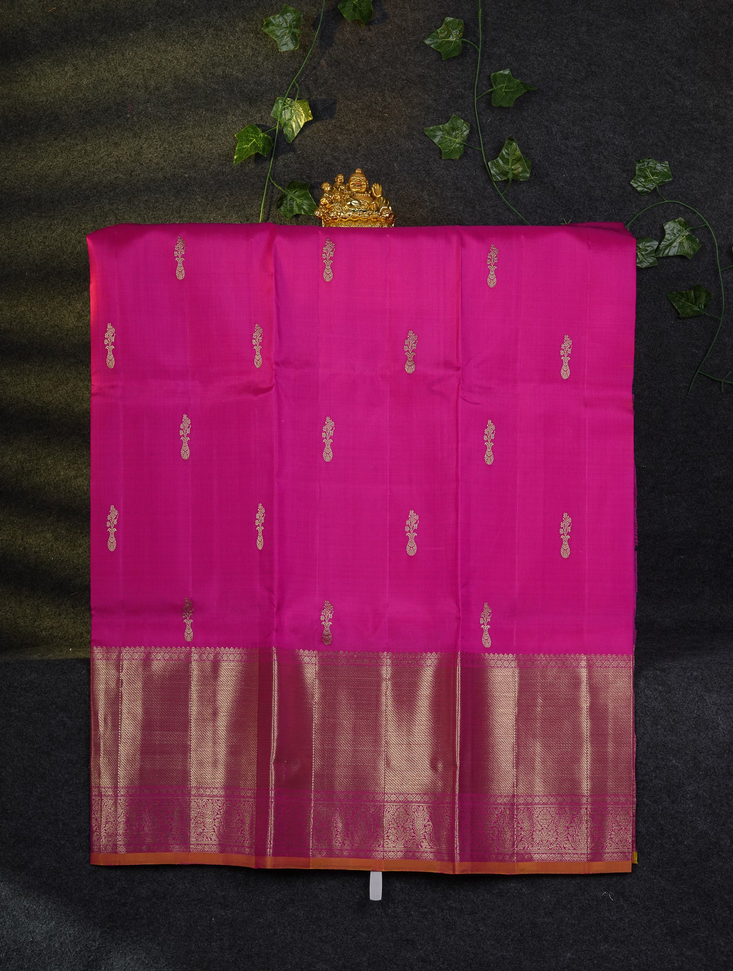 Beautiful Pure Silk Pattu Pavadai (Mehandi Green) With Contrast Light Pink Blouse 45"