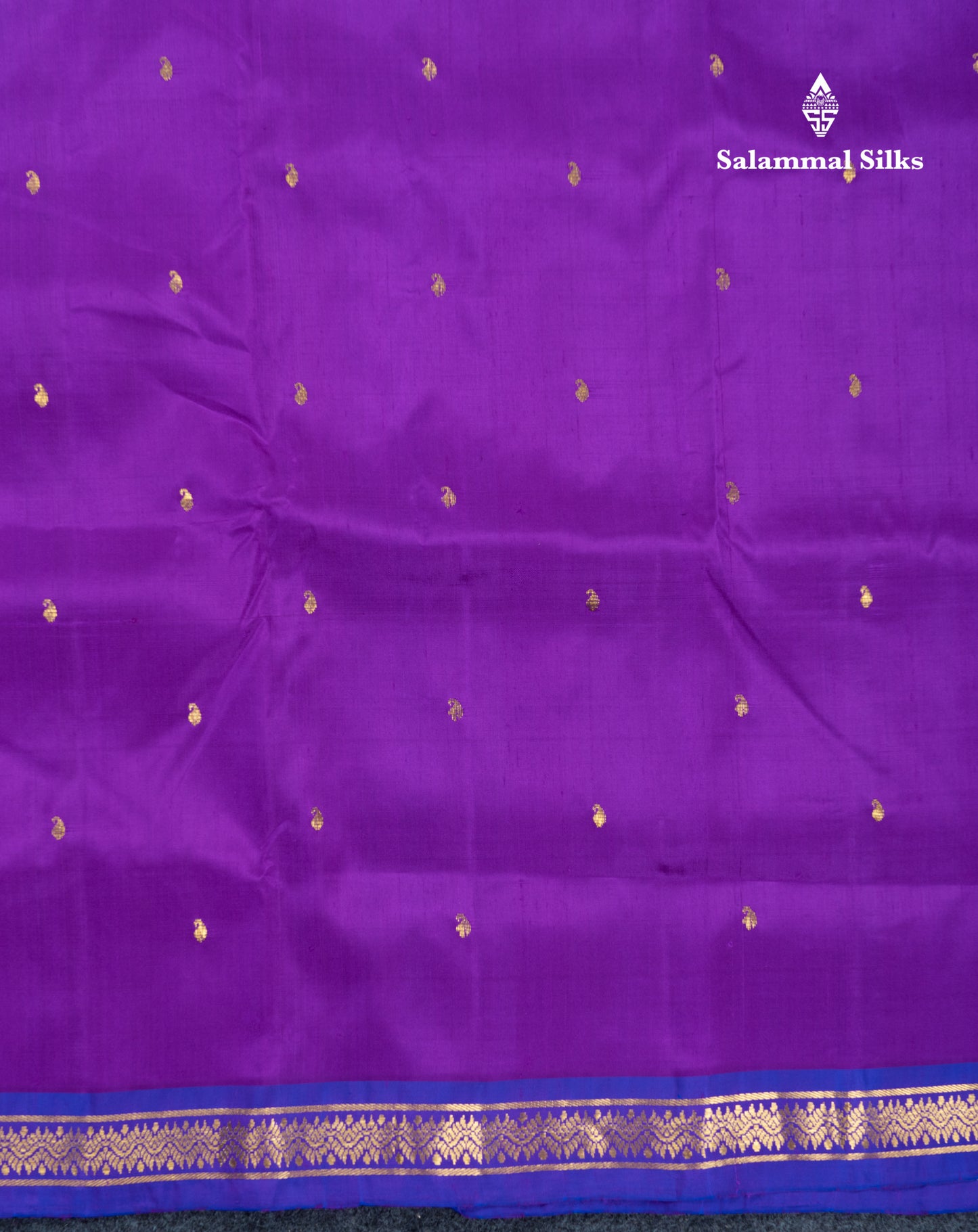 Purple Pure Kanjivaram Silk Saree With Contrast Violet Small Border