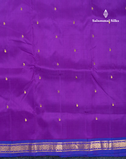 Purple Pure Kanjivaram Silk Saree With Contrast Violet Small Border