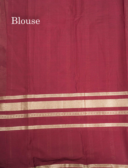 Manthulir Yellow Semi Mysore Crepe Saree With Contrast Sapphire Blue Long Gap Border