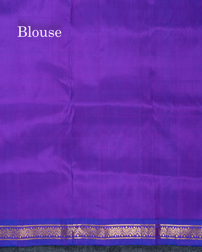 Purple Pure Kanjivaram Silk Saree With Contrast Violet Small Border
