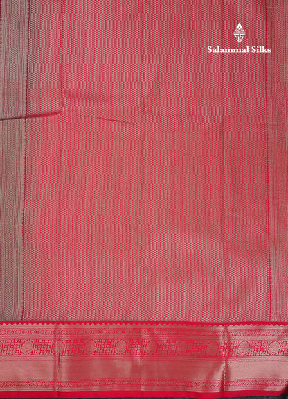 Beautiful Dark Violet Semi Silk Saree With Contrast Chilly Red Traditional Border