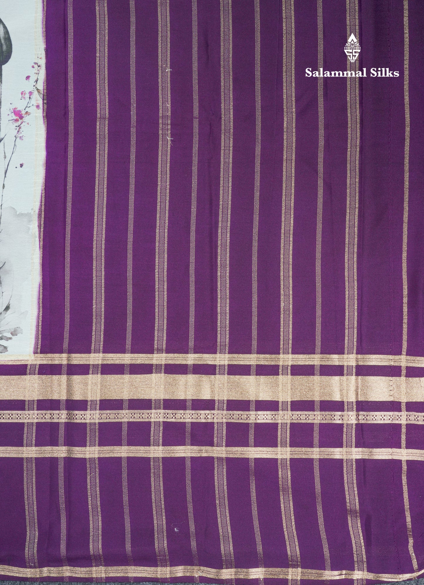 Manthulir Yellow Semi Mysore Crepe Saree With Contrast Sapphire Blue Long Gap Border