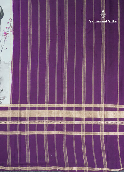 Manthulir Yellow Semi Mysore Crepe Saree With Contrast Sapphire Blue Long Gap Border