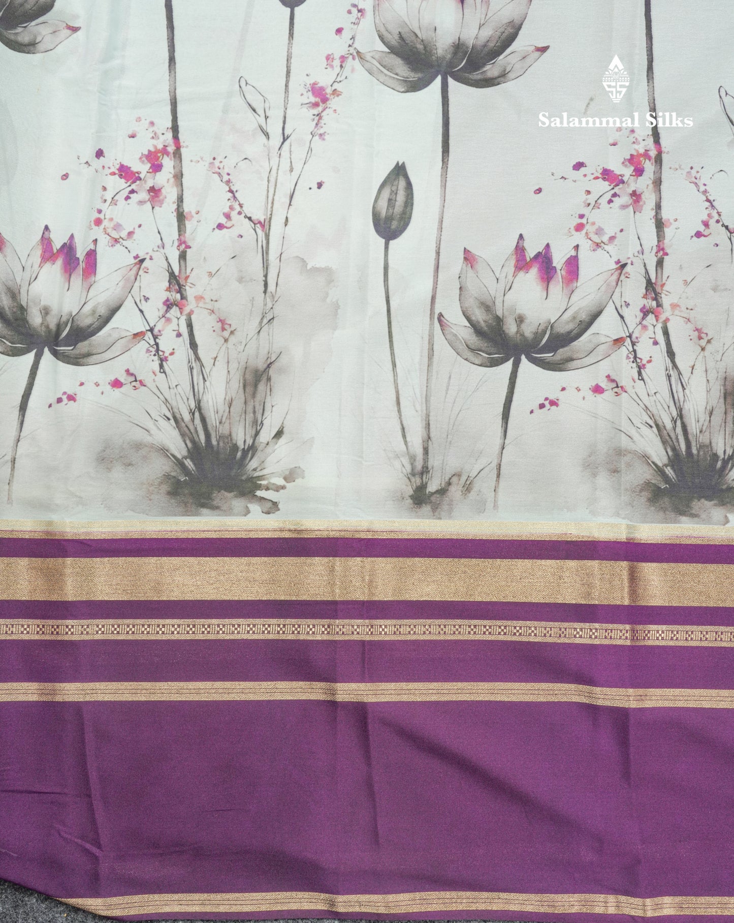 Manthulir Yellow Semi Mysore Crepe Saree With Contrast Sapphire Blue Long Gap Border