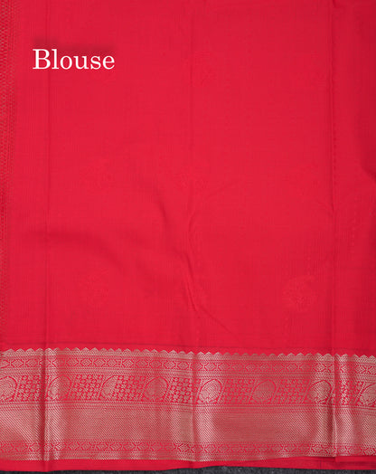 Beautiful Dark Violet Semi Silk Saree With Contrast Chilly Red Traditional Border