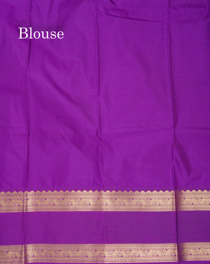 Beautiful Manthulir Yellow Checks Semi Silk Saree With Contrast Dark Purple Traditional Rettapet Border