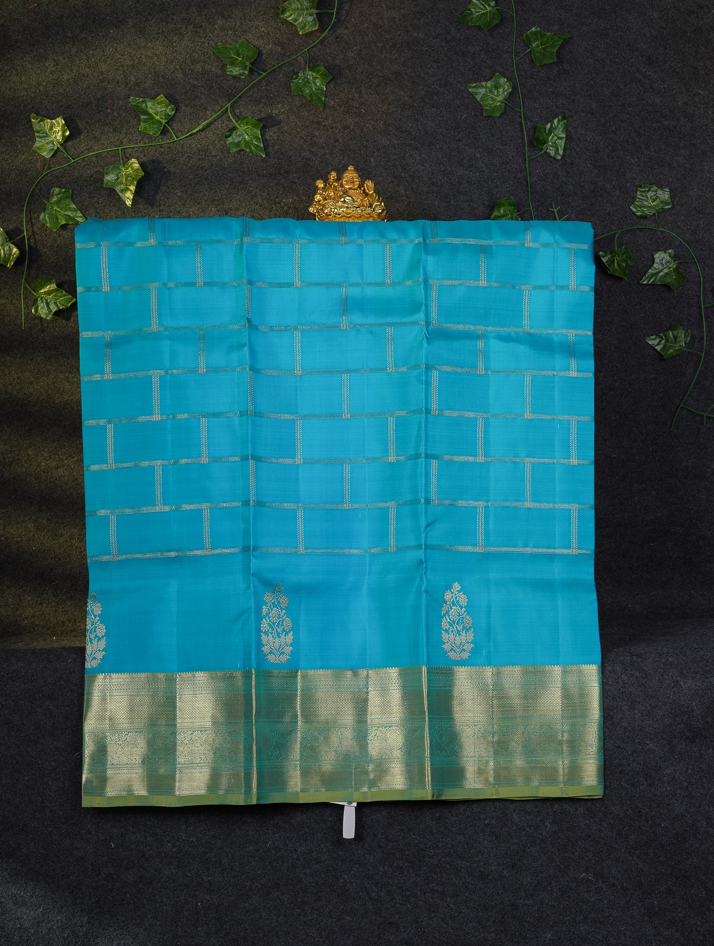 Beautiful Pure Silk Pattu Pavadai (Light Ramar Blue) With Contrast Manthulir Yellow Blouse 45"