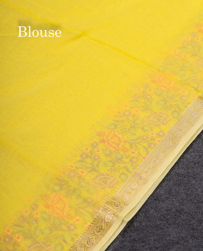 Beautiful Pastel Blue Zari Lines Cotton Mix Fancy Saree With Embroidery Floral Design & Small Zari Border