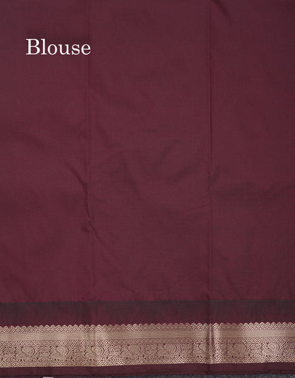 Beautiful Vadamalli Semi Silk Saree With Contrast Dark Brown Traditional Small Border