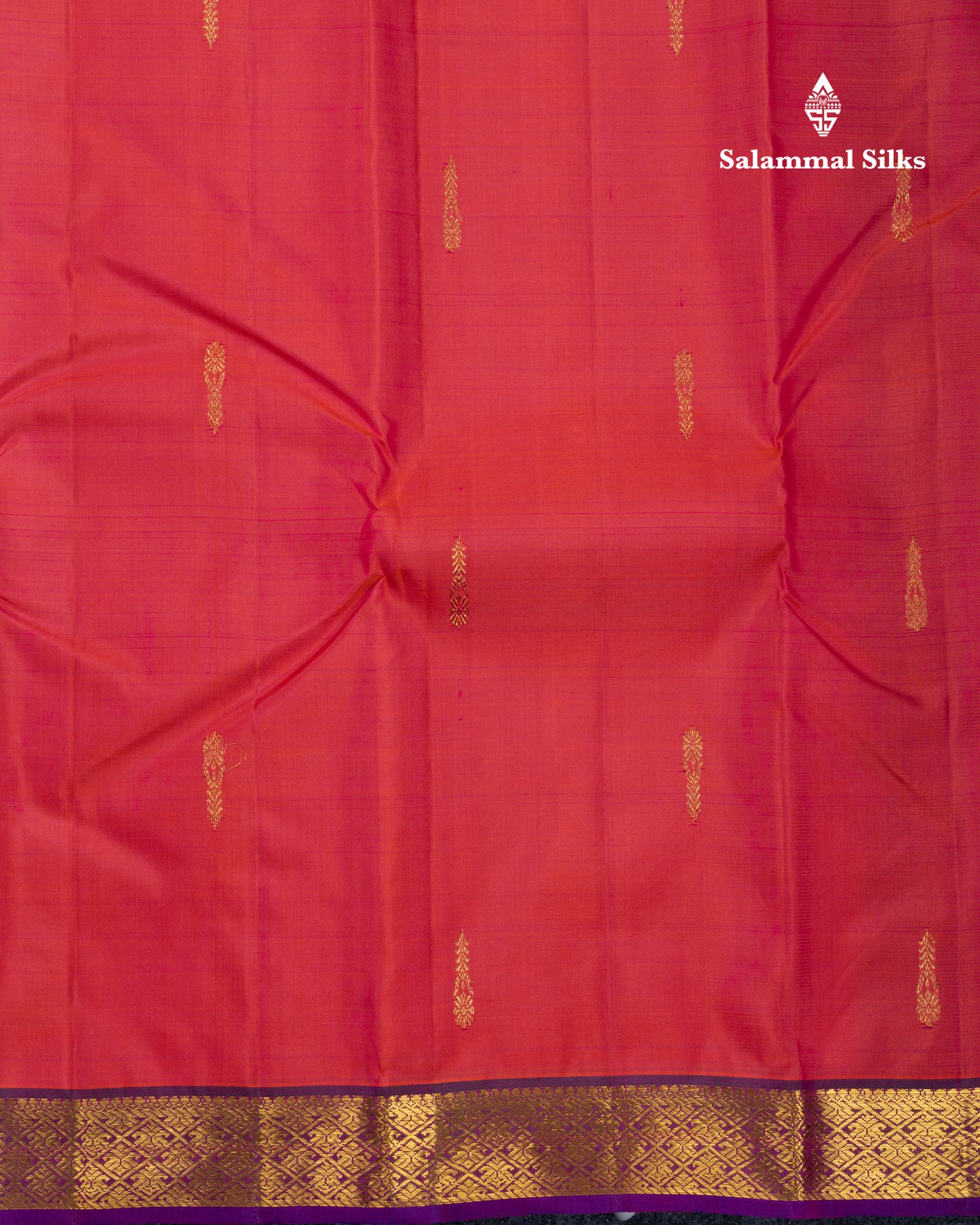 Rust Orange Pure Kanjivaram Silk Saree With Contrast Dark Bottle Green Blouse