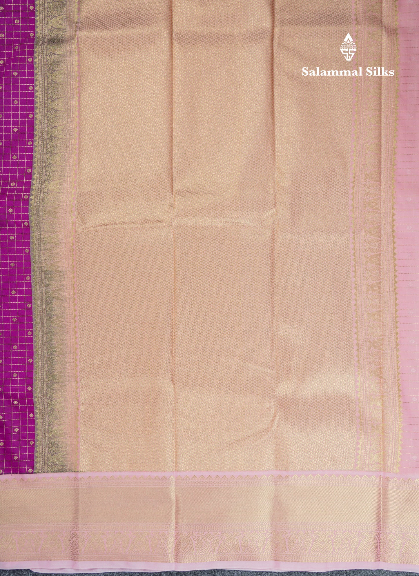 Beautiful Vadamalli Checks With Butta Semi Silk Saree With Contrast Baby Pink Traditional Border
